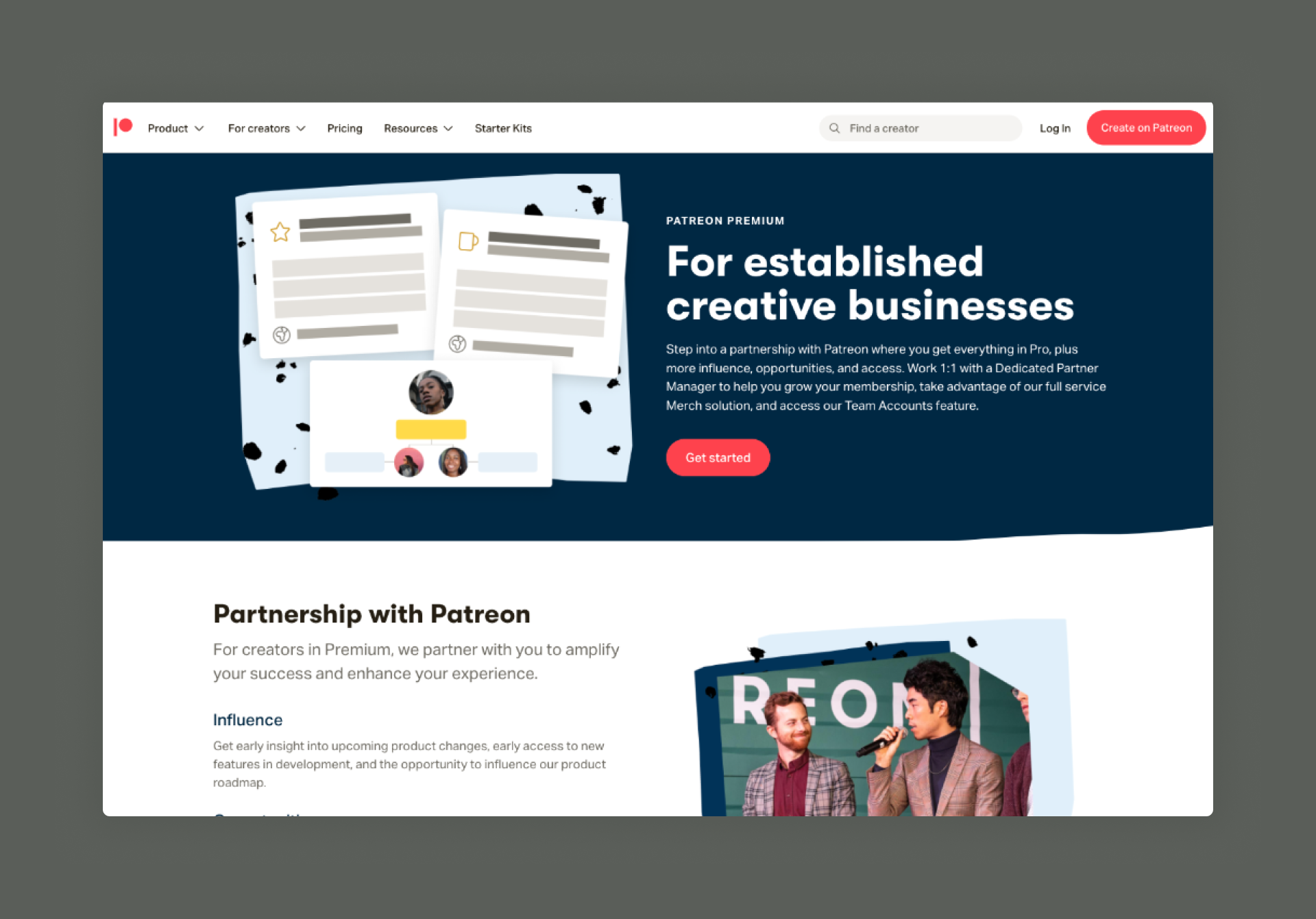 Screenshot of Patreon Product webpage