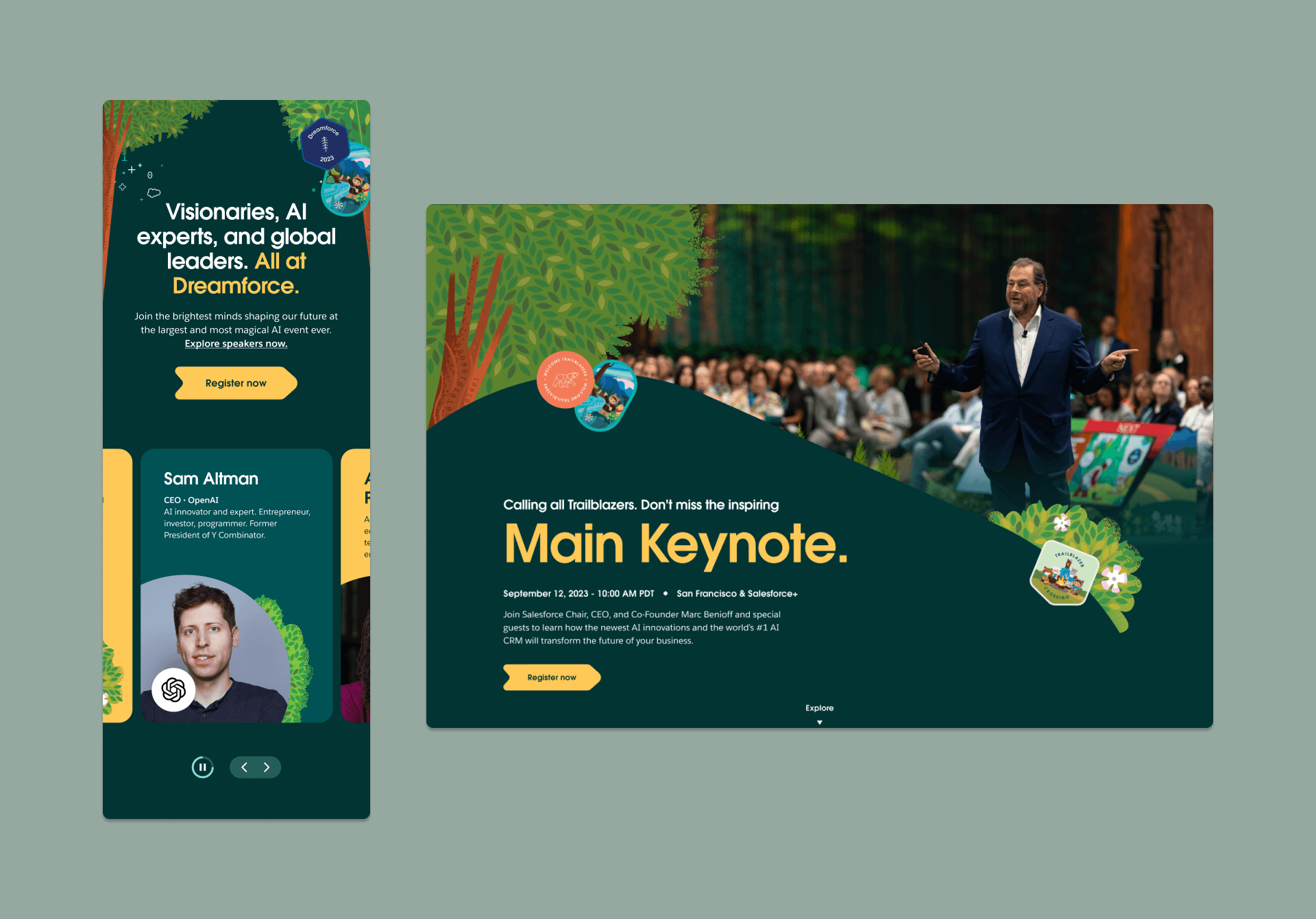 Screenshot of 2023 Salesforce Dreamforce Home page